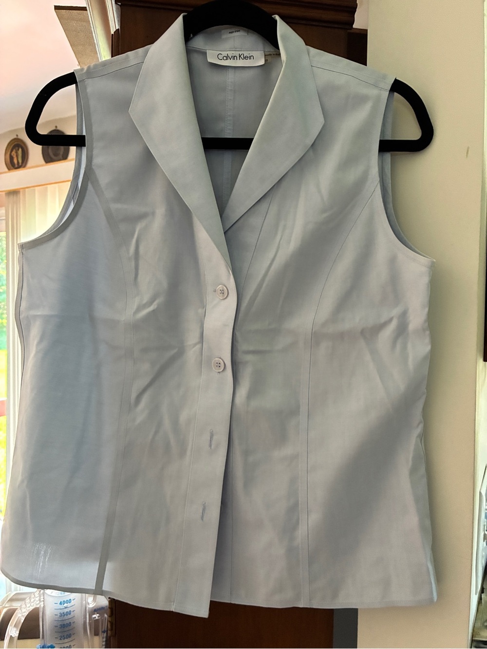 Calvin Klein Light Blue Sleeveless Button-Down Blouse